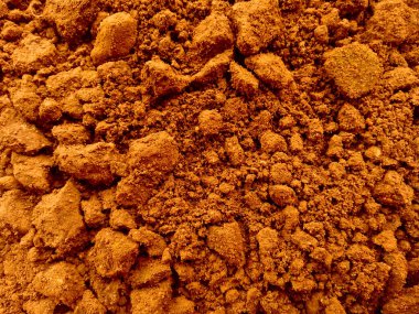 Kırpma yolu ile toprak düzenleme. Beyaz arka planda toprak dokusu. Kil zemin, Kahverengi zemin