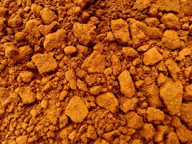 Kırpma yolu ile toprak düzenleme. Beyaz arka planda toprak dokusu. Kil zemin, Kahverengi zemin