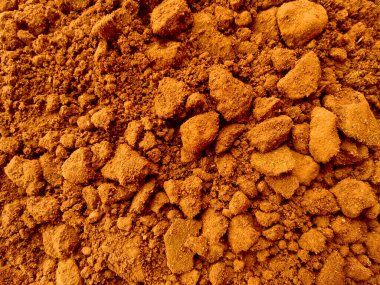 Kırpma yolu ile toprak düzenleme. Beyaz arka planda toprak dokusu. Kil zemin, Kahverengi zemin