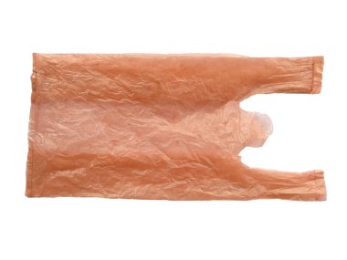 Çöp tenekeleri ya da alışveriş torbaları için kırmızı plastik. Beyaz arkaplanda kırmızı plastik çanta izole edildi