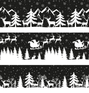 Kusursuz bir Noel deseni. Geyikli kar manzarası. Mutlu noel tebrik kartları. Eps 10