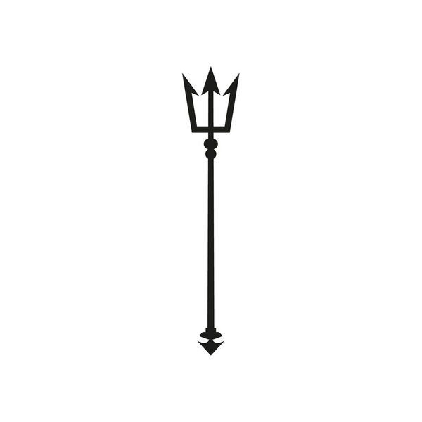 Trident black icon. Neptune sign. Barbados national symbol vector illustration. Isolated on white. Eps 10