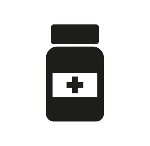Botella Píldoras Medicinales Con Píldoras Sobre Ella Concepto Farmacia Tratamiento — Vector de stock