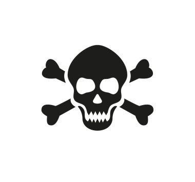 Beyaz Arkaplanda Kurukafa ve Çapraz Kemik Simgesi. Vektör 10