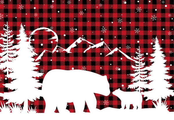 Natal Ano Novo Buffalo Plaid Fundo Festivo Para Design Impressão — Vetor de Stock