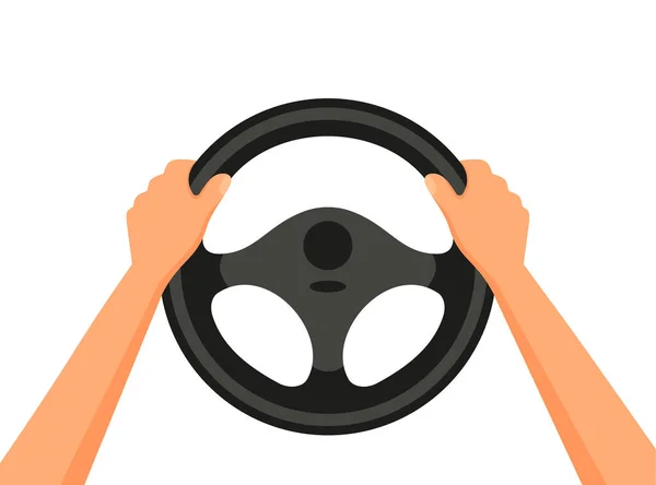 Lenkrad Symbol Hände Aufs Lenkrad Fahrer Autofahren Testfahrt Landing Page — Stockvektor