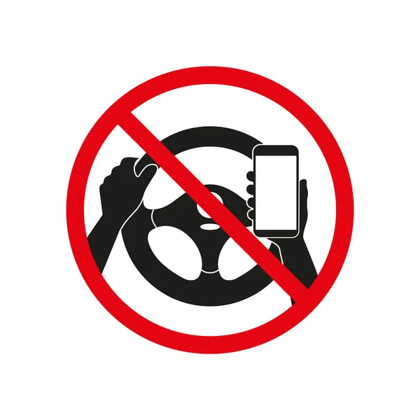 Καμία Οδήγηση Και Τηλέφωνο Χρησιμοποιώντας Διάνυσμα Σημάδι Απομονωμένο Λευκό Φόντο — Διανυσματικό Αρχείο