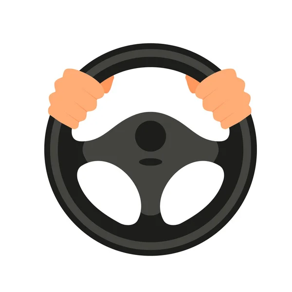 Steering Wheel Icon Hands Steering Wheel Driver Driving Car Test — Stock Vector