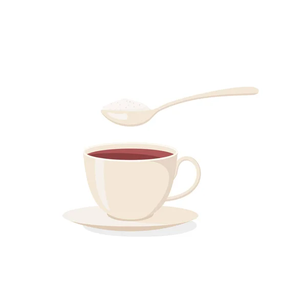 Чашка Тайського Чаю Ложкою Ізольованою Білому Тлі Ес10 — стоковий вектор
