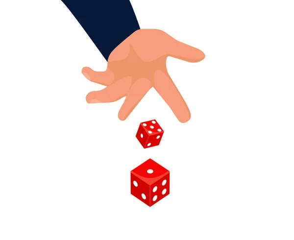 Kreskówka Hazard Koncepcja Ryzyka Biznesowego Biznesmen Ręka Rzucanie Kości Zaryzykować — Wektor stockowy