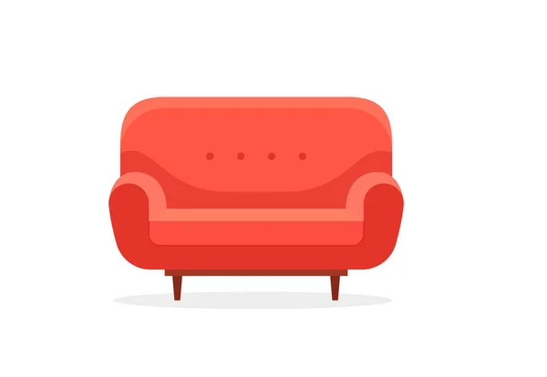 Comfortable Sofa White Background Isolated Couch Lounge Interior Flat Cartoon — Stock Vector