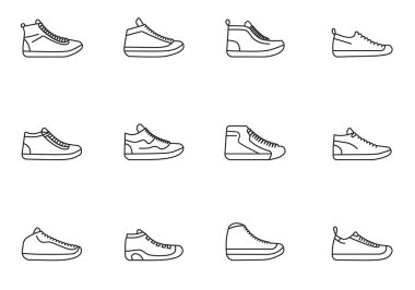 Sneaker Ayakkabı Minimalistik Düz Çizme Ana Hattı Vuruş Simgesi Simgesi Koleksiyonu 10 puan