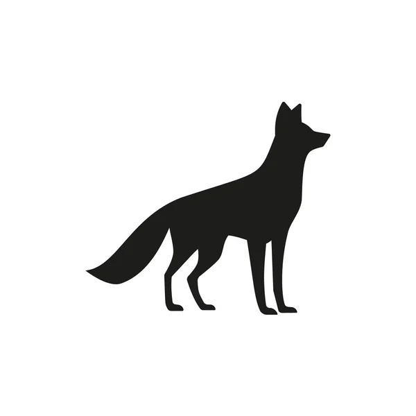 Vector Black Silhouette Fluffy Fox Eps — Stock Vector