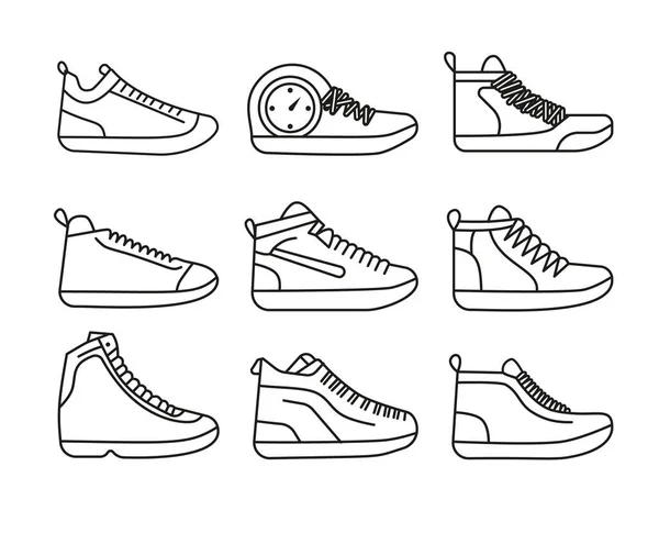 Sneaker Shoe Minimalistic Flat Line Outline Stroke Icon Pictogram Symbol — 스톡 벡터