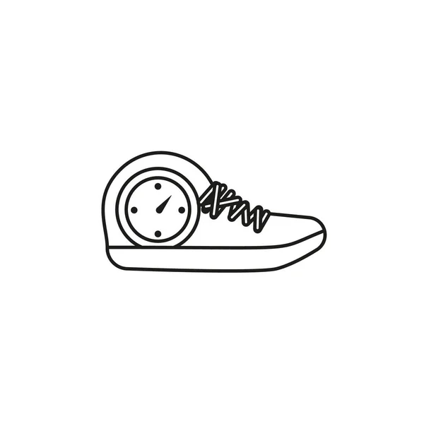 Vektor Kontur Hitam Dan Putih Ilustrasi Sepatu Sepatu Olahraga Unisex - Stok Vektor