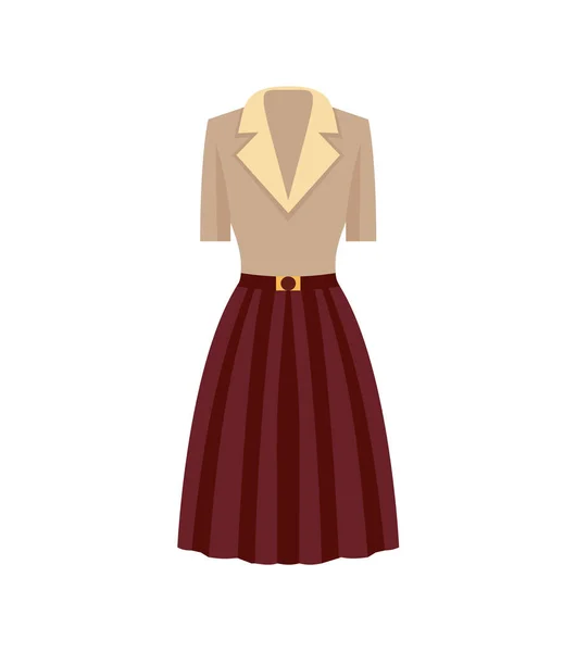 Women Office Wear Dress Notch Lapel Collar Knee Length Dress — стоковий вектор