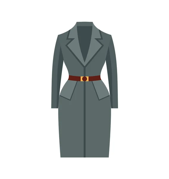 女性经典外套矢量插图 现代外套女人的时尚 被白色背景隔离的图标 Eps — 图库矢量图片