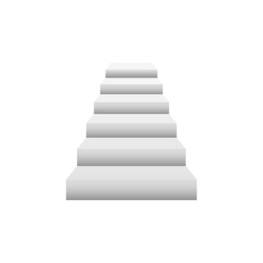 Beyaz merdivenler, 3 boyutlu iç merdivenler, beyazın üstünde izole edilmiş. Vektör basamakları koleksiyonu. İç mekan çizimi için merdiven beyaz arka planda izole edilmiş. EPS 10