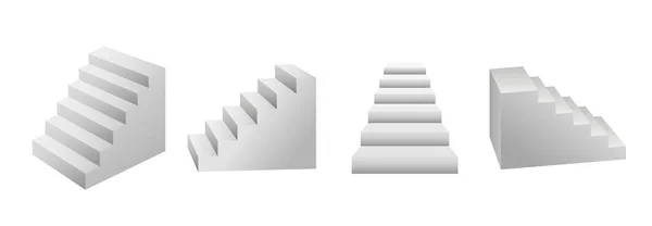 白い階段 白い上に隔離された3次元の内部階段 ベクトルステップコレクション 白い背景に隔離されたインテリアイラストのための階段 Eps — ストックベクタ