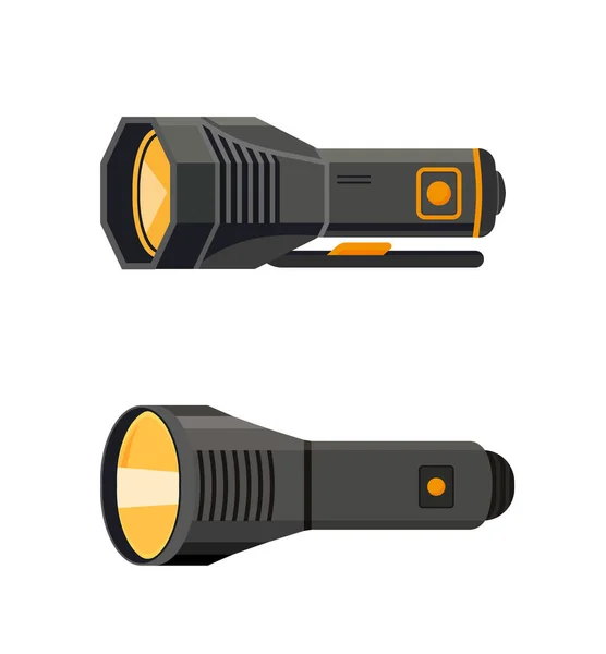Flashlight Torch Hand Illustration Pocket Vector Light Lamp Lantern Design — Stockvektor