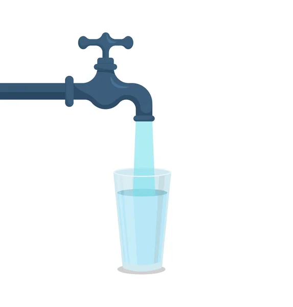 コップで水道水を飲む カップ飲料を充填します ベクトルイラスト Eps — ストックベクタ