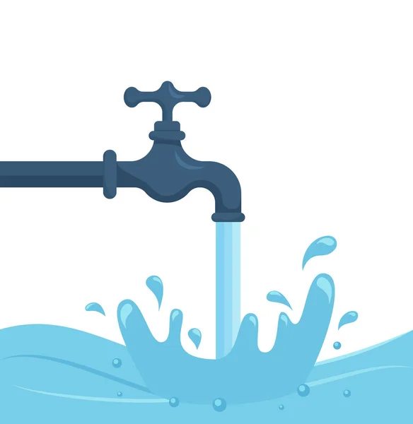 Water Tap Drop Pure Water Logo Icon Vector Illustration — Vetor de Stock