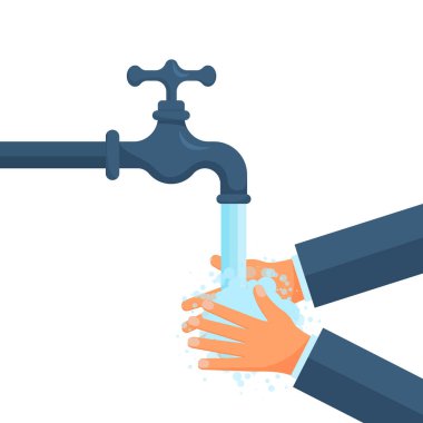 Washing hands with soap vector flat illustration. Hygiene concept eps 10