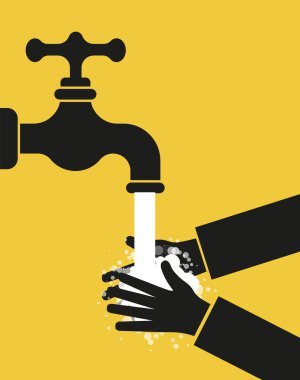 Washing hands with soap vector flat illustration. Hygiene concept eps 10
