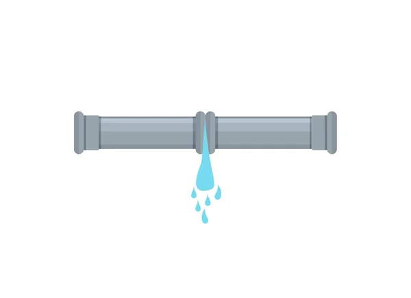 Зламана Металева Труба Водою Плоский Стиль Векторні Ілюстрації Частина Конвеєра — стоковий вектор