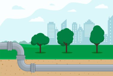 Pipeline for various purposes. City engineering network. Underground part of system. Isolated Illustration vector eps 10