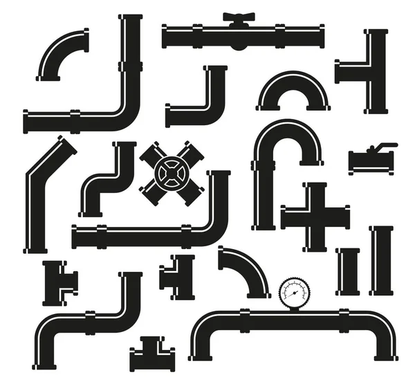 stock vector Pipe fittings vector icons set. Tube industry, construction pipeline, drain system, vector illustration. Eps 10