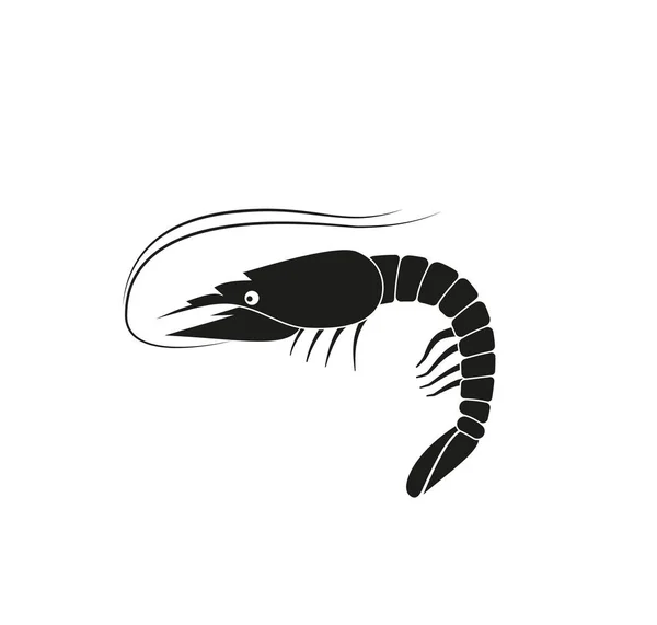 Shrimp Silhouette Isolated Shrimp White Background Prawns — Vetor de Stock