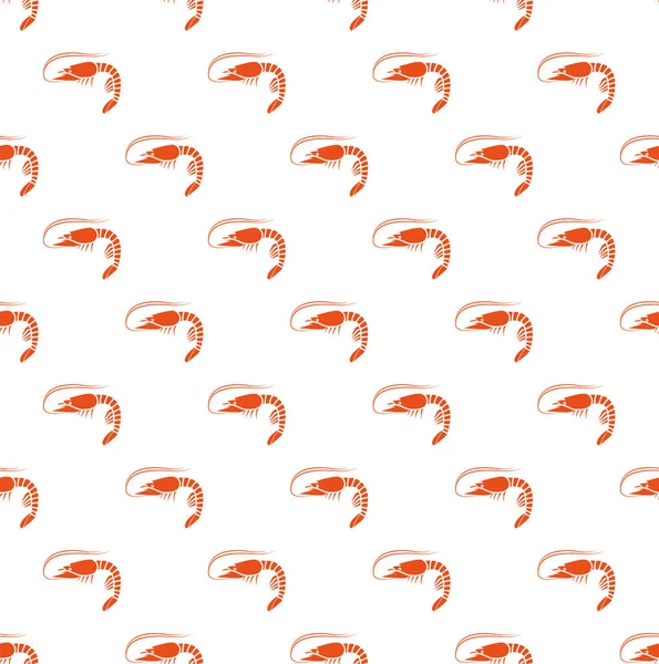 Seamless Pattern Shrimp White Background Japanese Food Vector Illustration Background — Stockvektor