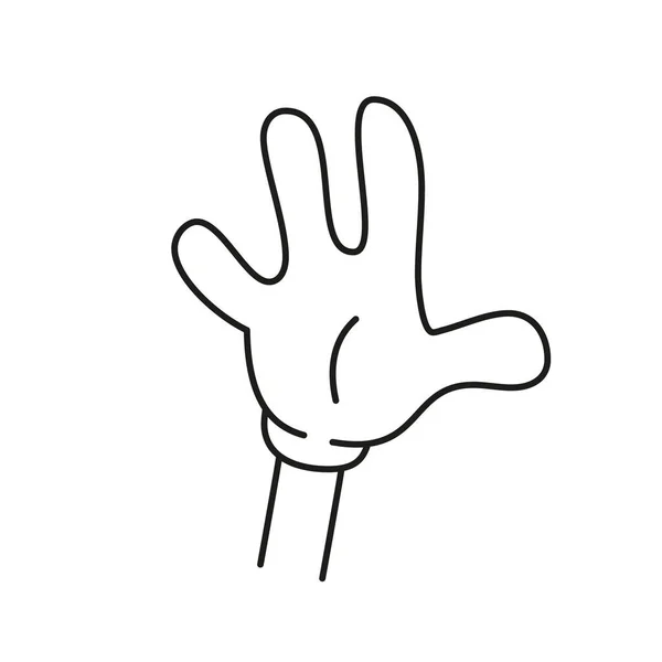 Cartoon Hands Comic Arms Fingers Outline Various Gestures Cartoon Character — Stok Vektör