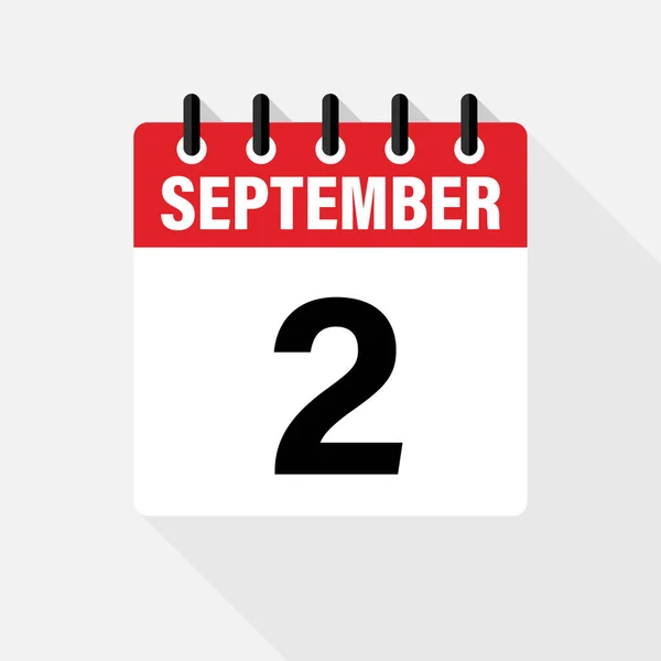 September Vektor Flaches Kalendersymbol Datum Und Uhrzeit Tag Und Monat — Stockvektor