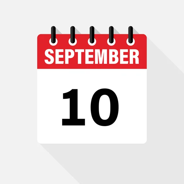 Eylül Vektör Düz Günlük Takvim Simgesi Tarih Saat Gün Holiday — Stok Vektör