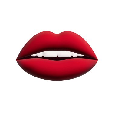 Lips realistic 3d render of red shades. Women's shapes lip, glossy and matte. Isolated set on white background. Decoration objects for design. Vector illustration eps 10