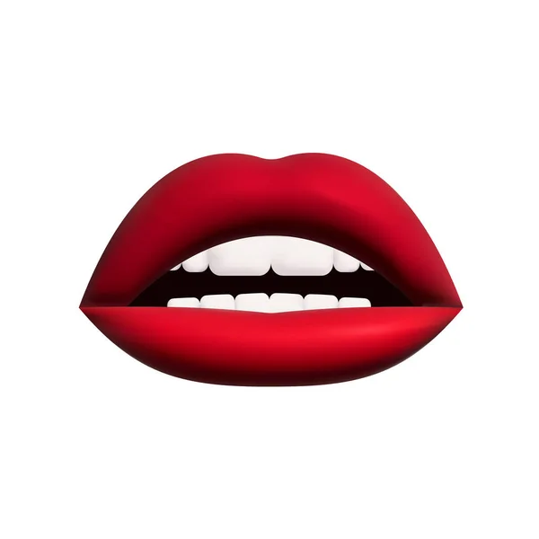 Lippen Realistische Darstellung Von Rottönen Frauenformen Lippenförmig Glänzend Und Matt — Stockvektor