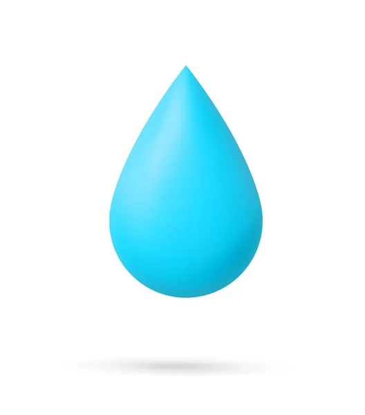 Blue Water Drop Icon Isolated White Background Realistic Design Vector — Wektor stockowy