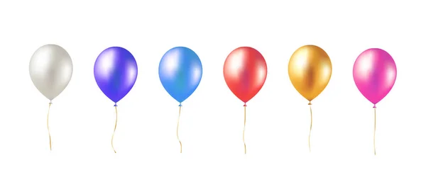 Balloon Set Isolated White Transparent Background Vector Realistic Festive Helium — 图库矢量图片