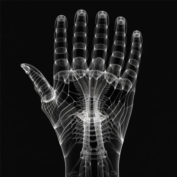 X-rayed human hand. X-ray of hand bones ps 10