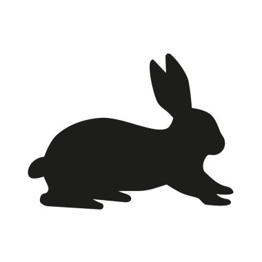 Cute Easter Rabbits Silhouette. Black Bunny, wild Hare Set isolated on white. Baby party greeting card, Vinyl decal, pet sticker. Tattoo design, animal farm logo. Vector Flat style zoo icon