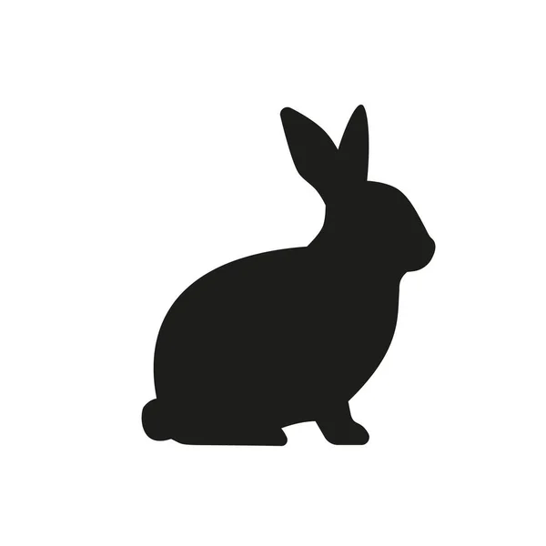 Cute Easter Rabbits Silhouette Black Bunny Wild Hare Set Isolated — Image vectorielle
