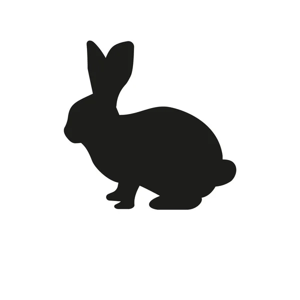 Cute Easter Rabbits Silhouette Black Bunny Wild Hare Set Isolated — Vetor de Stock