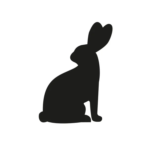 Cute Easter Rabbits Silhouette Black Bunny Wild Hare Set Isolated — ストックベクタ