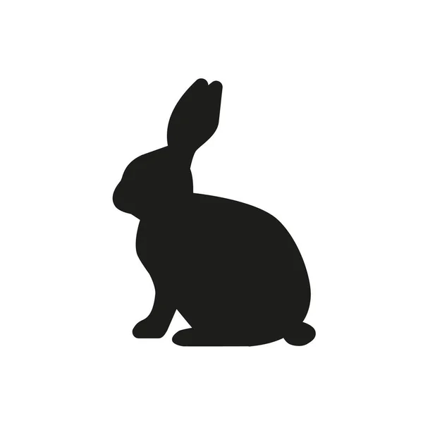 Cute Easter Rabbits Silhouette Black Bunny Wild Hare Set Isolated — Vetor de Stock