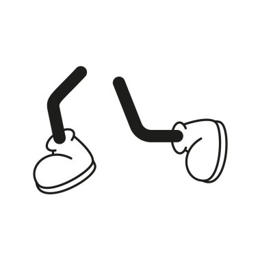 Cartoon vector walking feet in trainers or sneakers on stick legs in various positions eps 10