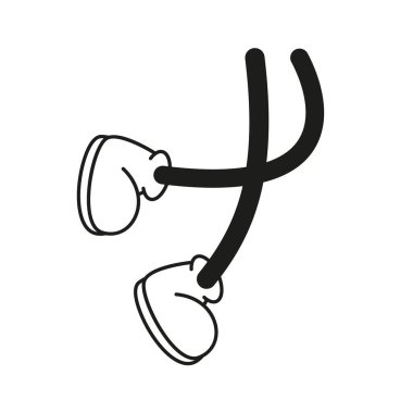 Cartoon vector walking feet in trainers or sneakers on stick legs in various positions eps 10