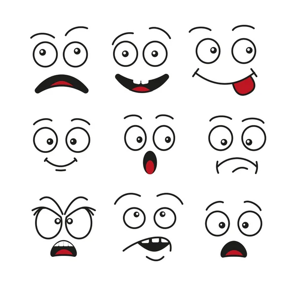 Set Cartoon Eyes Isolated White Background Comic Eyes Different Facial — Stockvektor