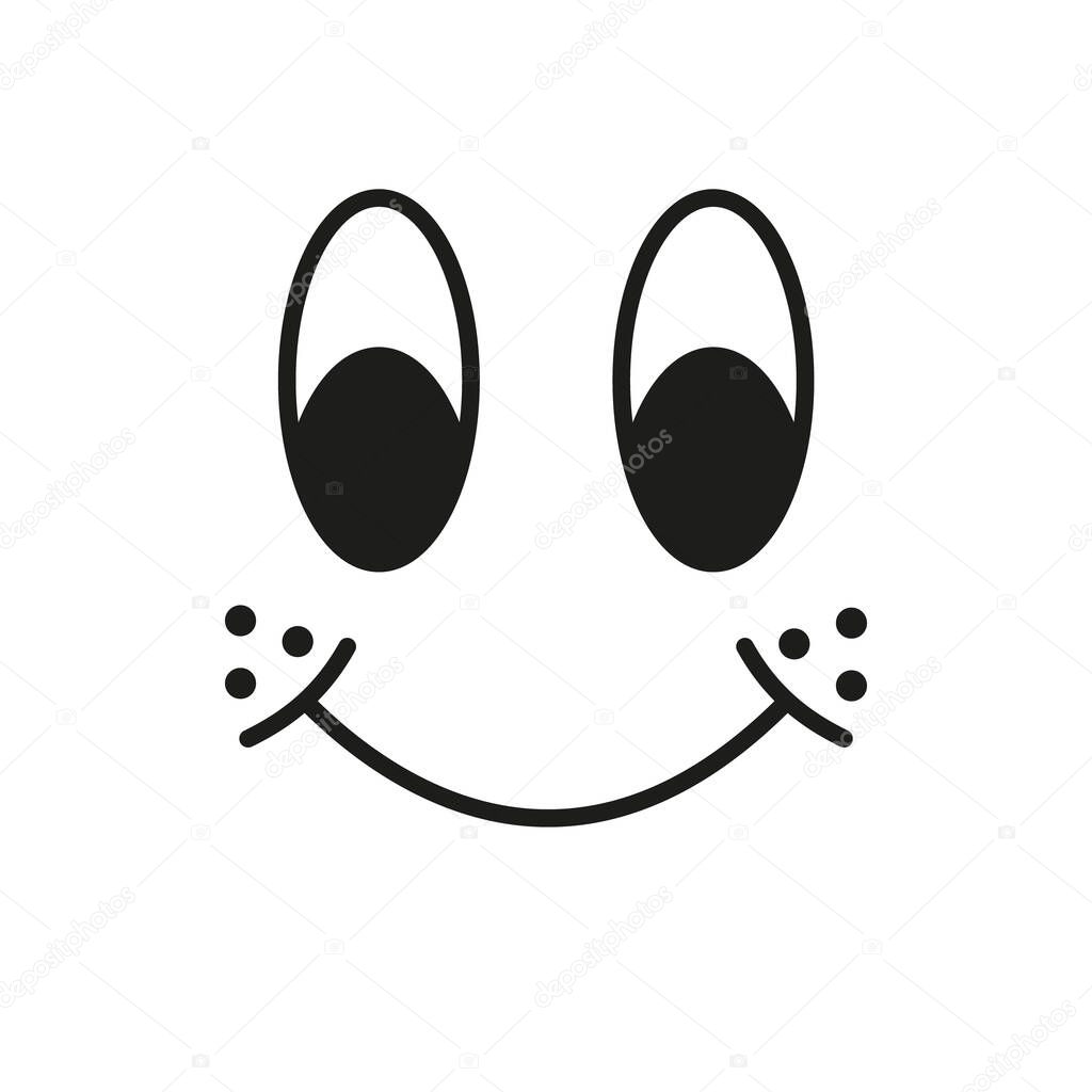 Set of Retro 30s cartoon mascot characters funny faces. 50s, 60s old animation eyes and mouths elements. Vintage comic smiles template. Caricatures with happy emotions. Hand drawn vector clipart. eps 10